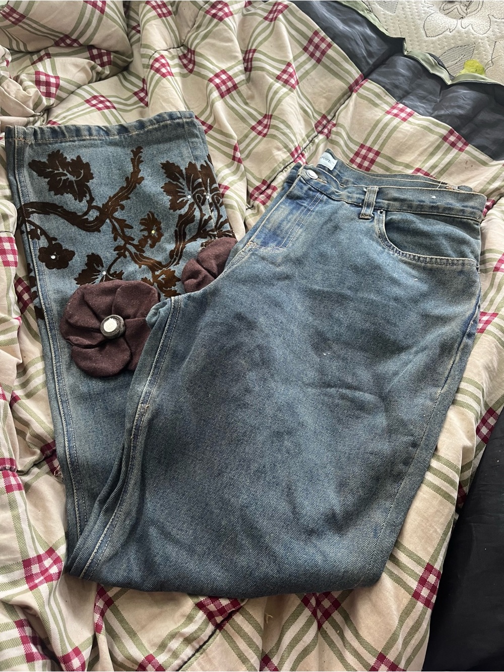 Faded Glory Light Blue Embroidered Boot Cut Jeans